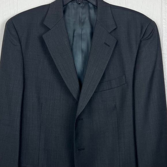 Tallia Uomo Blazer dress jacket men’s 44L 100% Worsted wool super 100’s Black - Picture 6 of 9